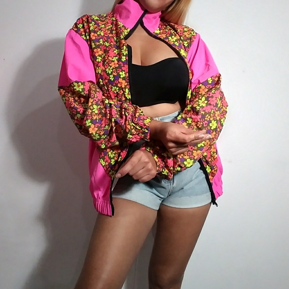 LAST ONE!!!!!!Neon Floral Windbreaker - Picture 3 of 8